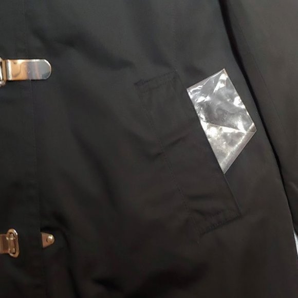 Michael Kors Black Hooded Raincoat Clip Closures - Picture 3 of 16